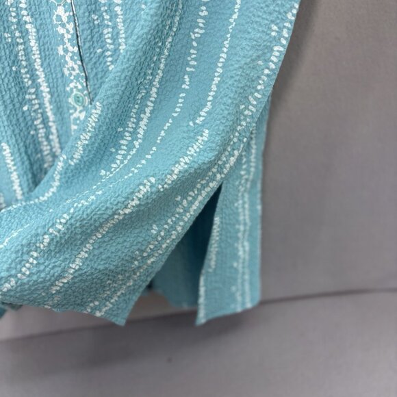 Habitat‎ Coralie Crinkle Turquoise Shirt Dress SZ Large Casual, Coastal, Beach - Picture 5 of 16
